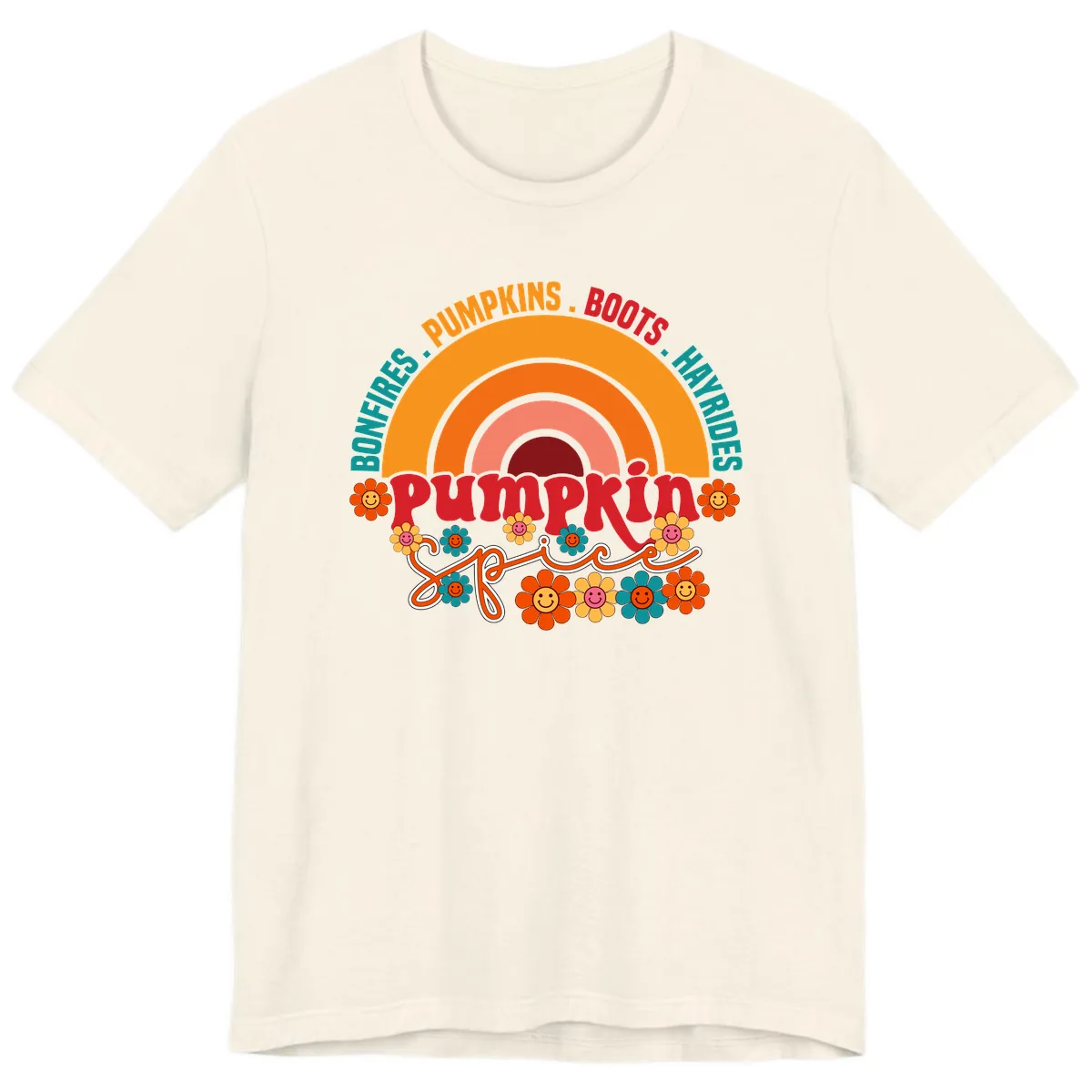 Retro Pumpkin Spice Rainbow Premium T-Shirt in Natural
