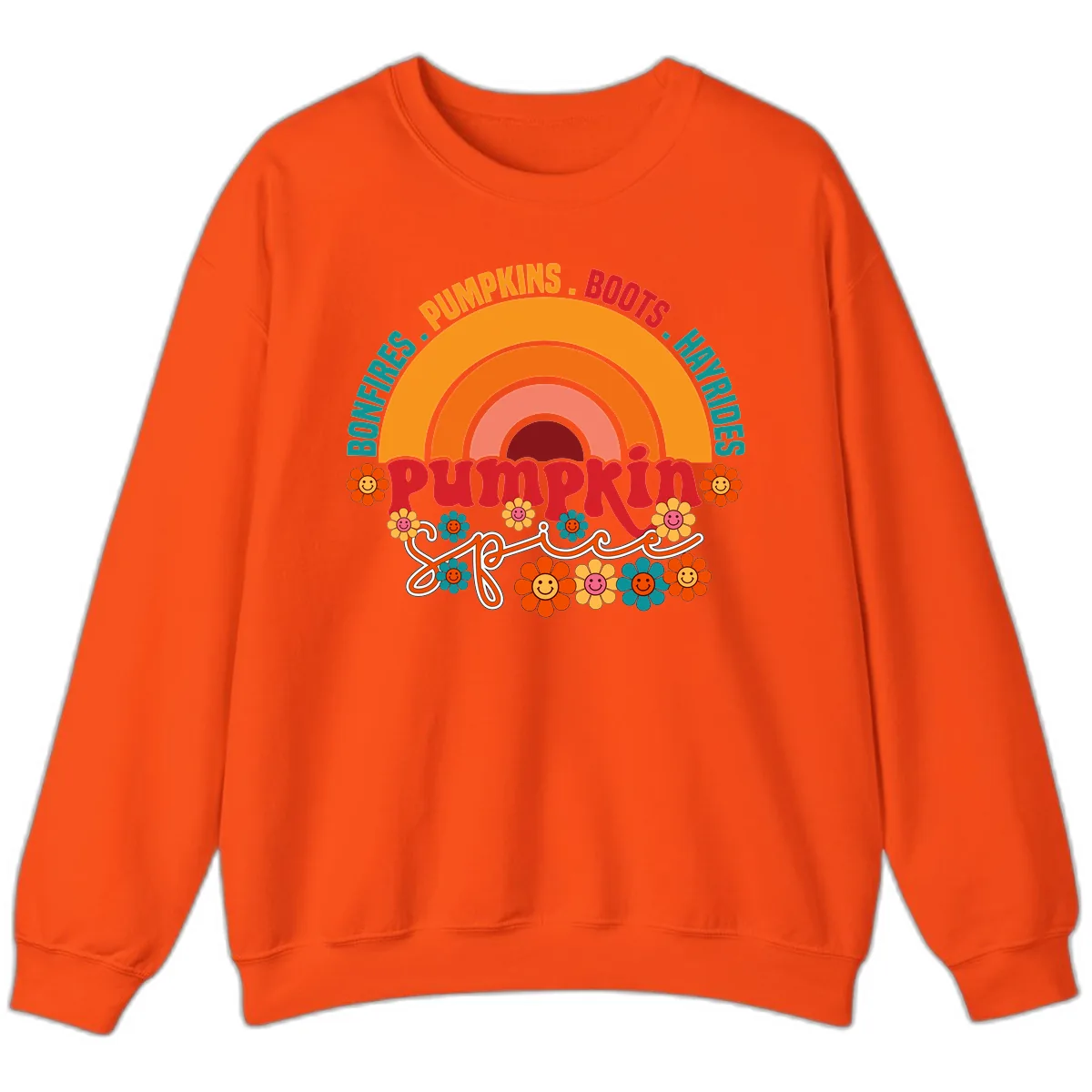 Retro Pumpkin Spice Rainbow Sweatshirt in Orange