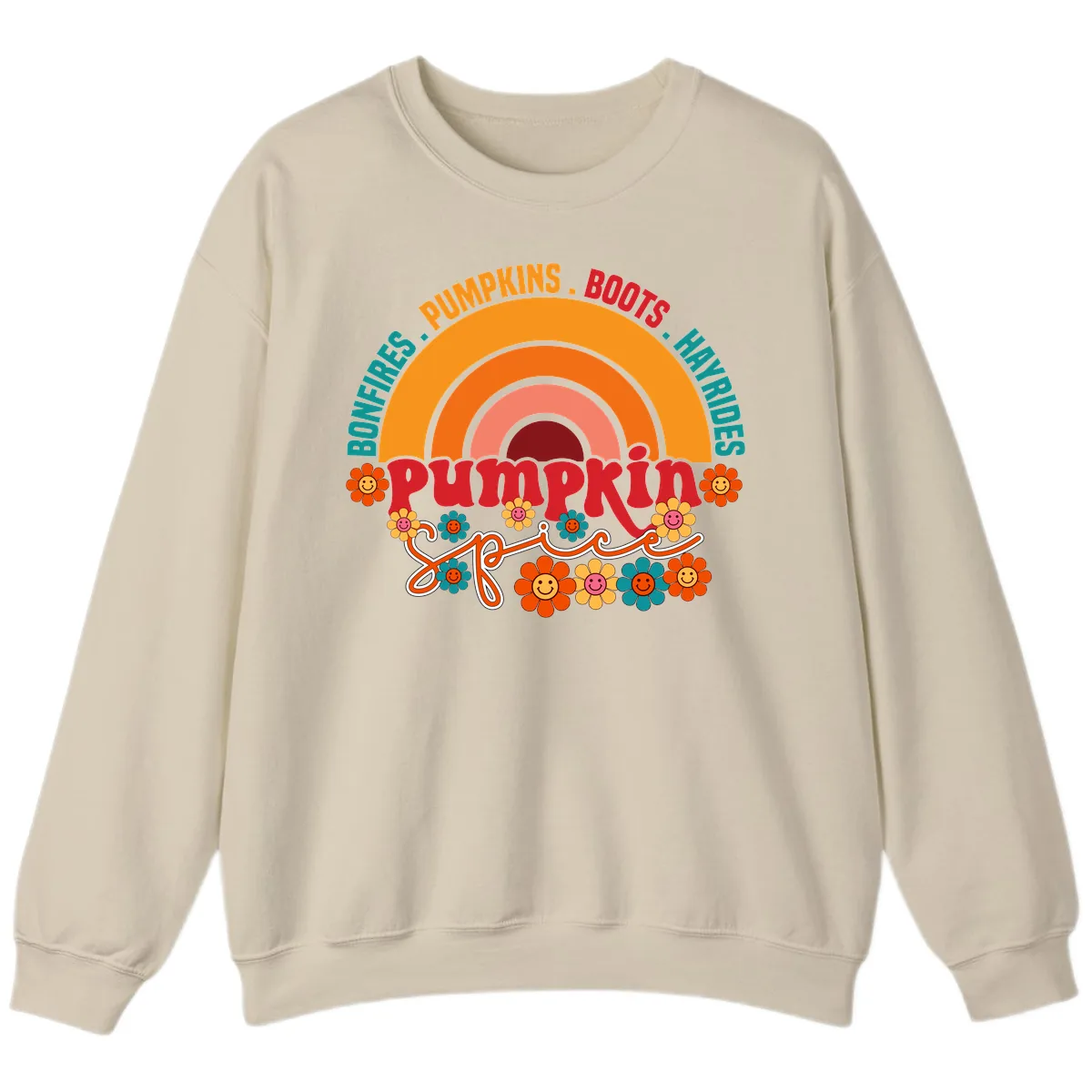 Retro Pumpkin Spice Rainbow Sweatshirt in Sand