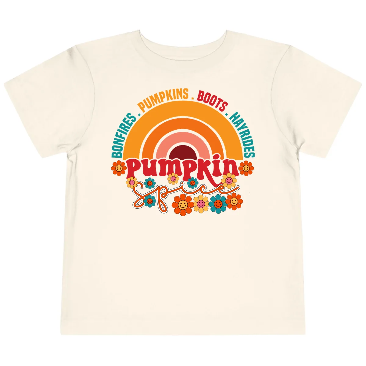 Retro Pumpkin Spice Rainbow Toddler T-Shirt in Natural