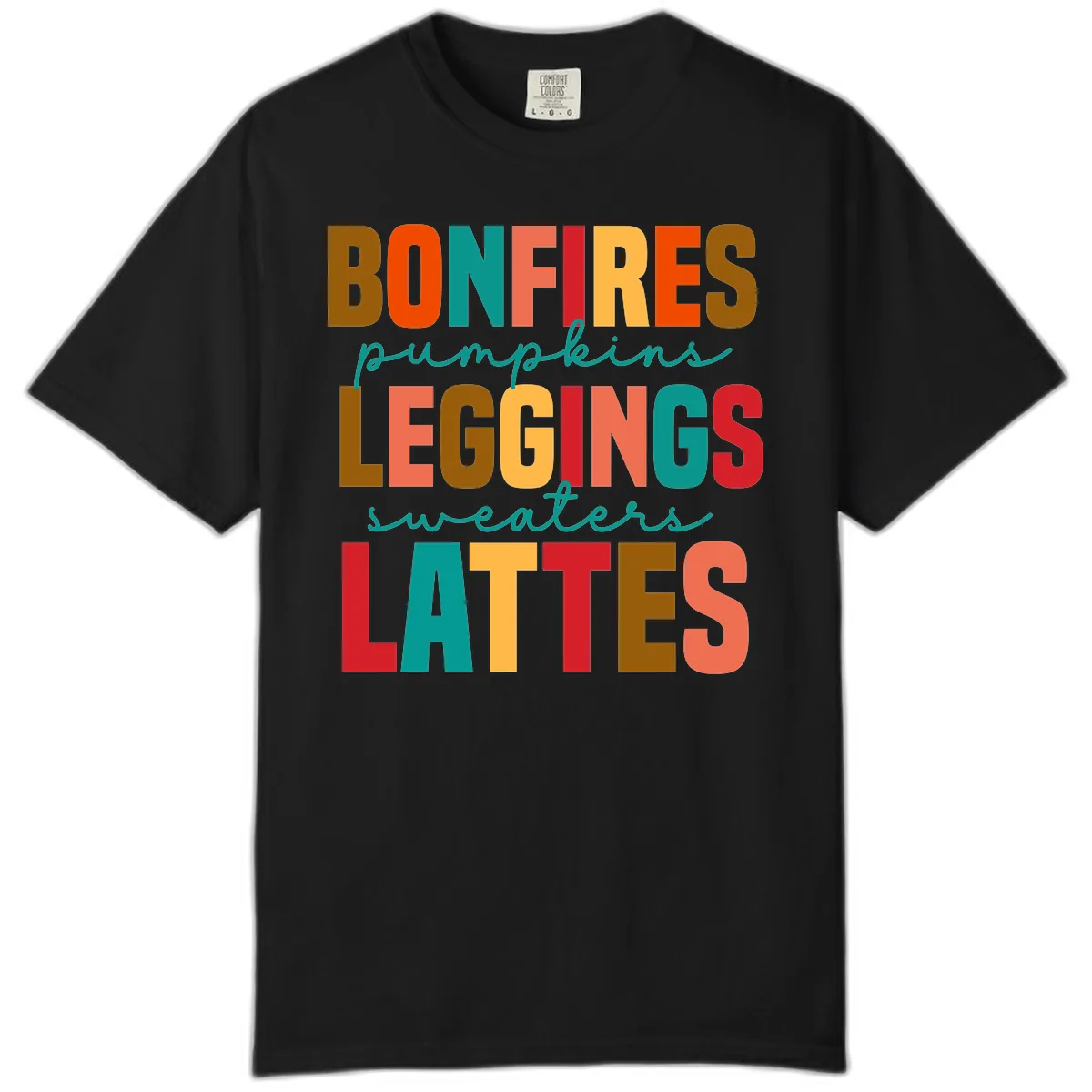 Fall Vibes Typography Comfort Color in Black
