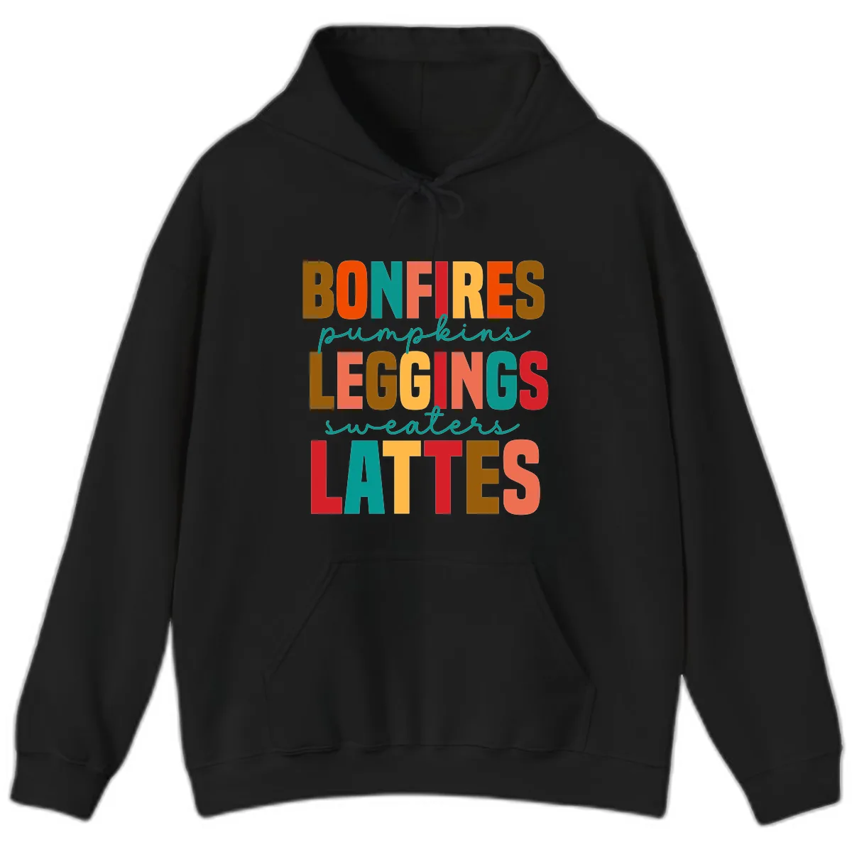 Fall Vibes Typography Hoodie in Black