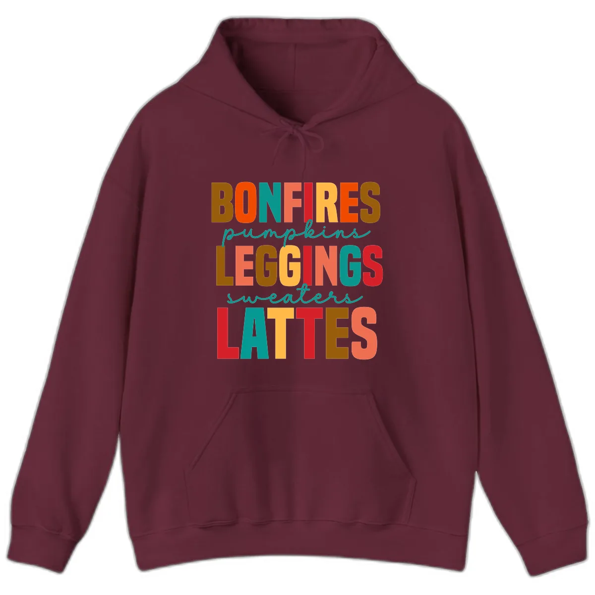 Fall Vibes Typography Hoodie in Maroon