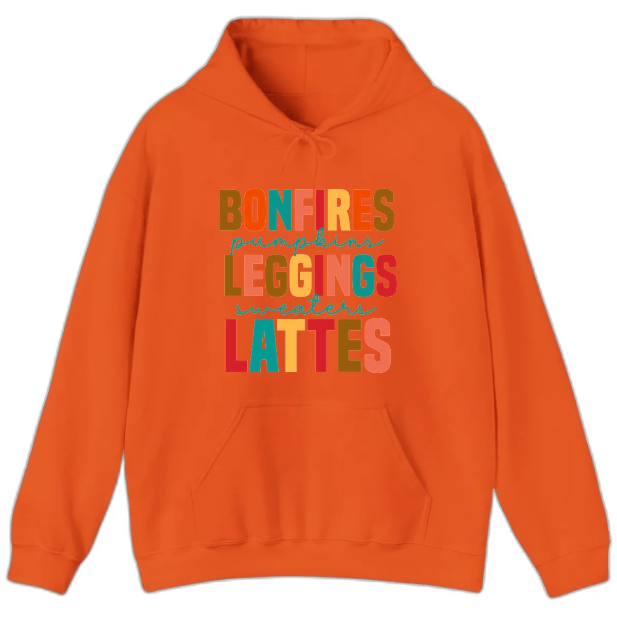 Fall Vibes Typography Hoodie in Orange