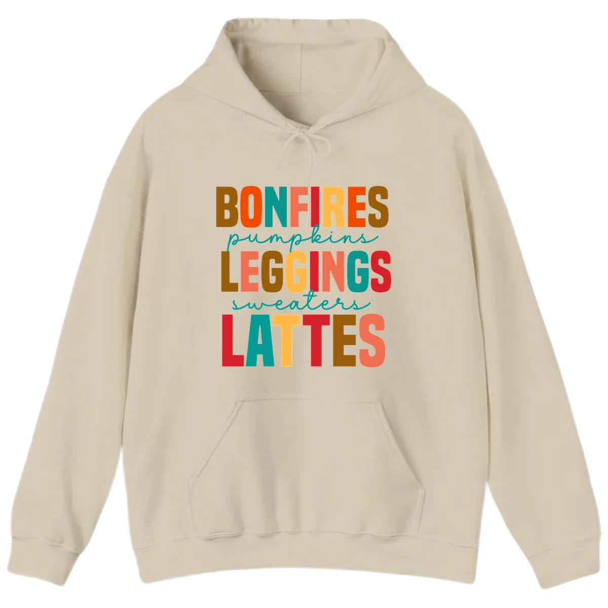 Fall Vibes Typography Hoodie in Sand