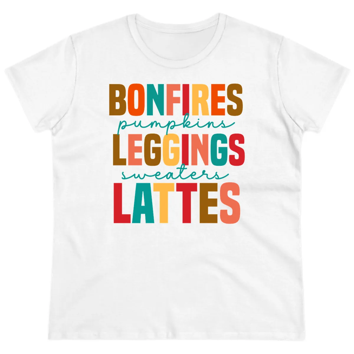 Fall Vibes Typography Ladies Tee in White