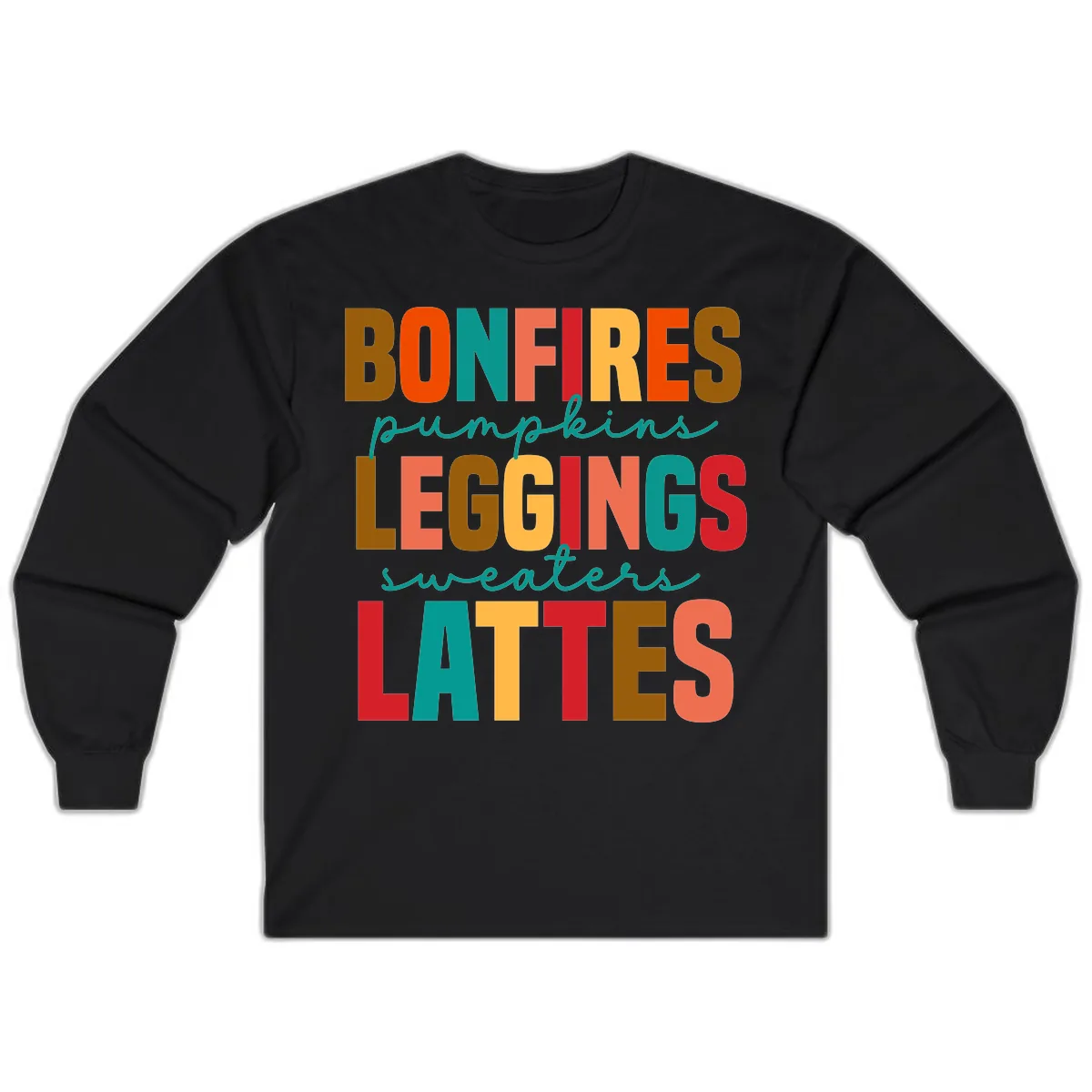 Fall Vibes Typography Long Sleeve in Black