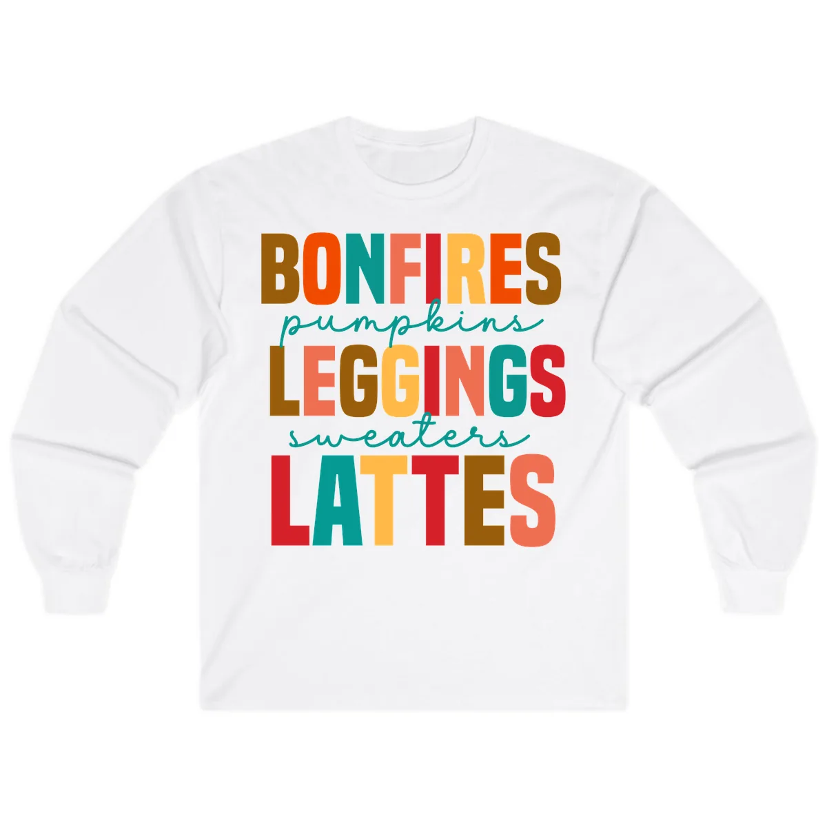Fall Vibes Typography Long Sleeve in White
