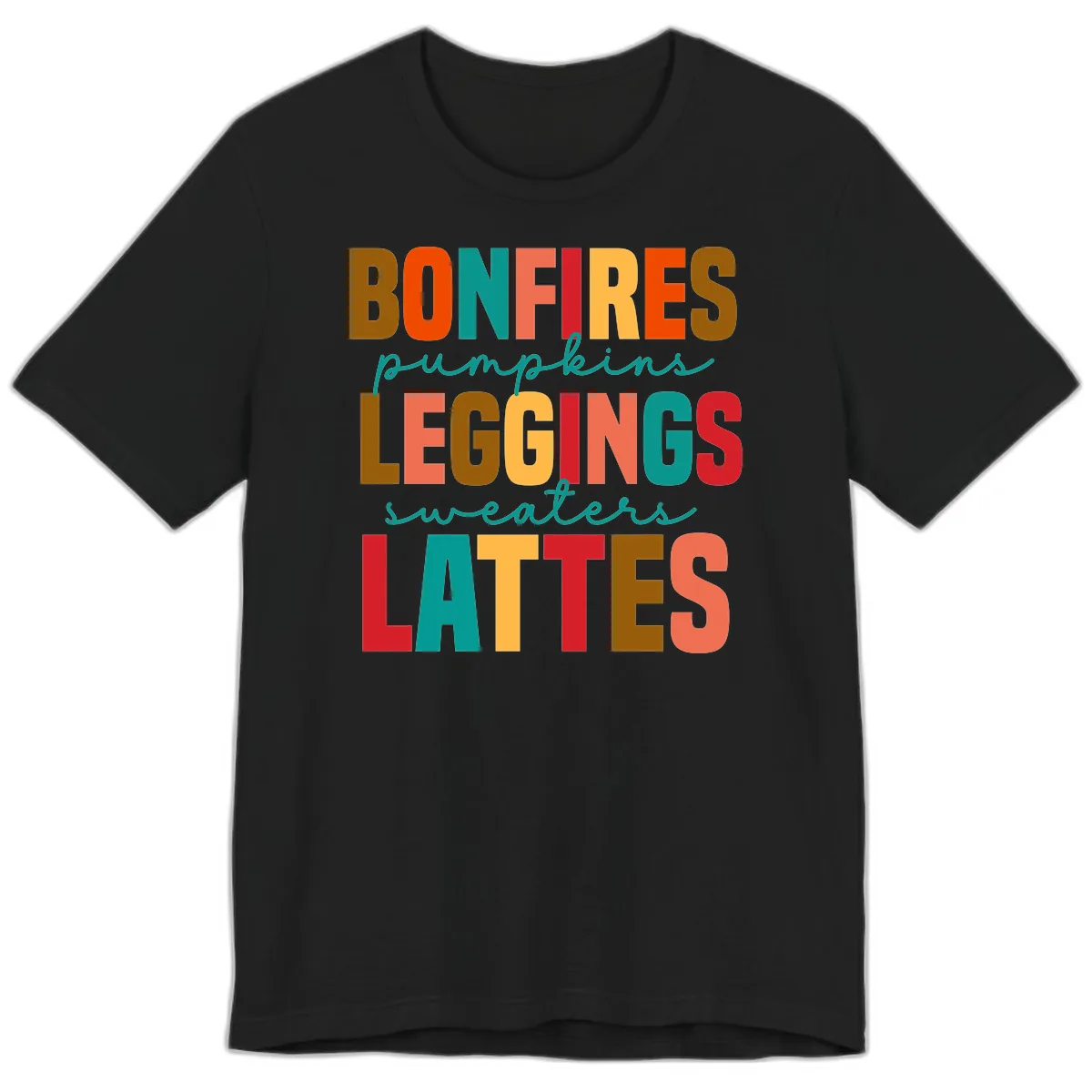 Fall Vibes Typography Premium T-Shirt in Black