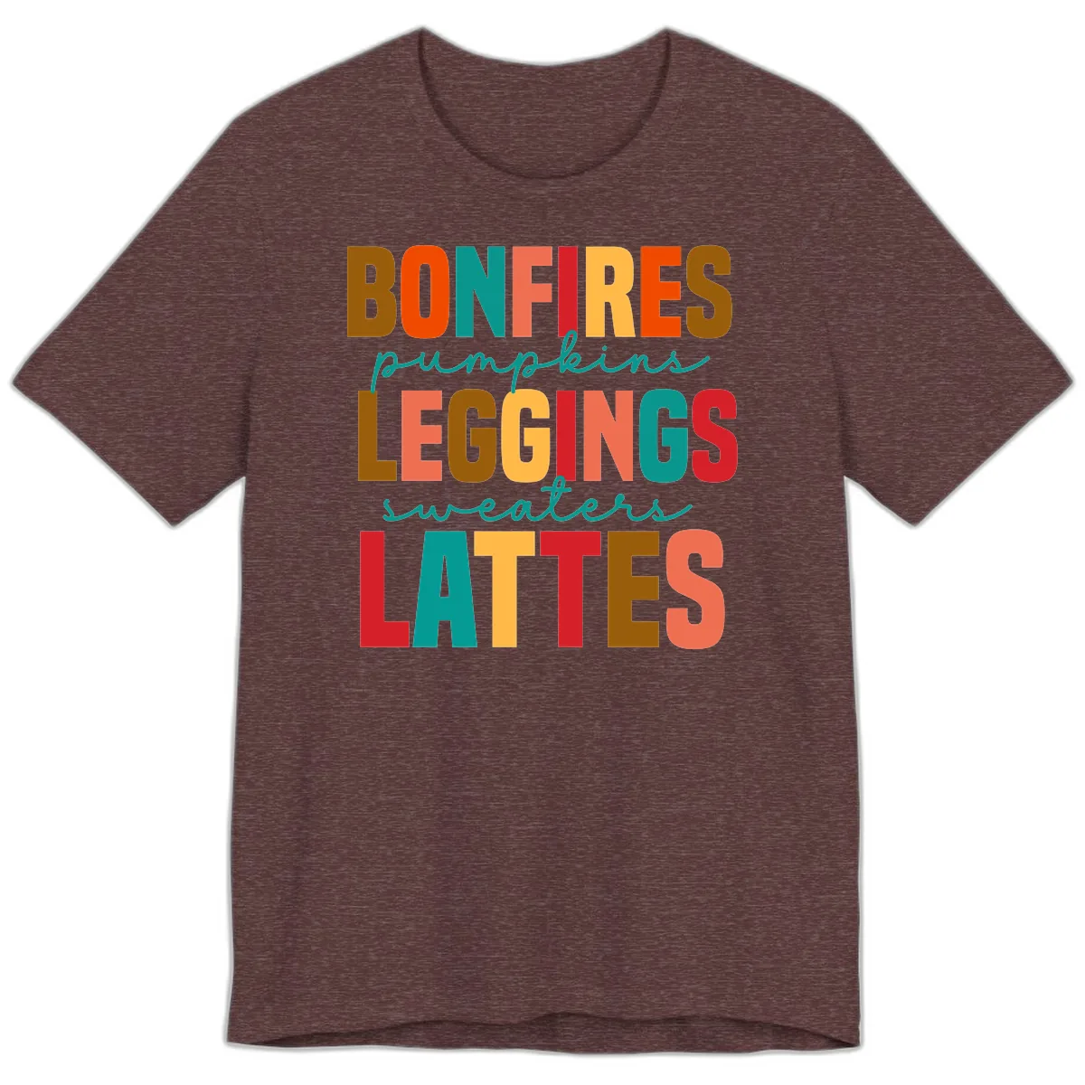 Fall Vibes Typography Premium T-Shirt in Heather Maroon