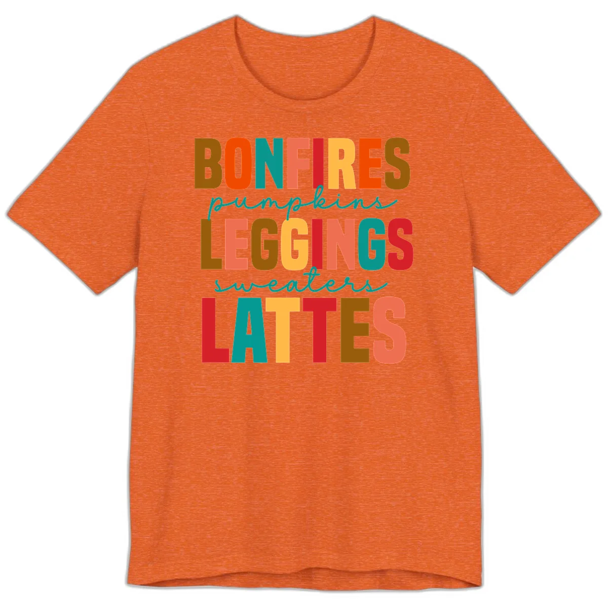 Fall Vibes Typography Premium T-Shirt in Heather Orange