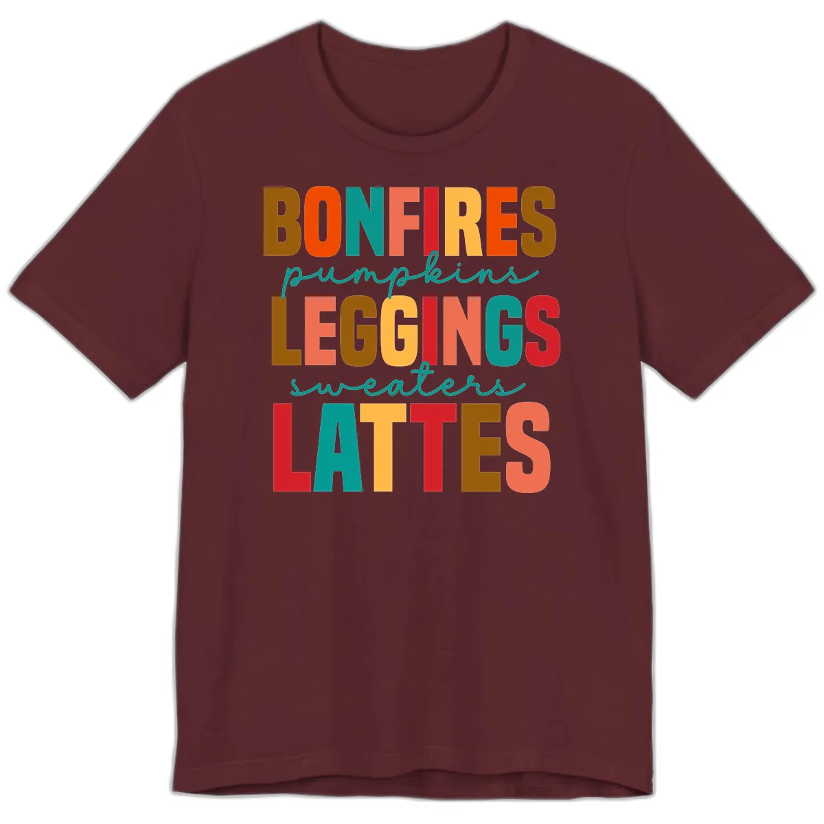 Fall Vibes Typography Premium T-Shirt in Maroon