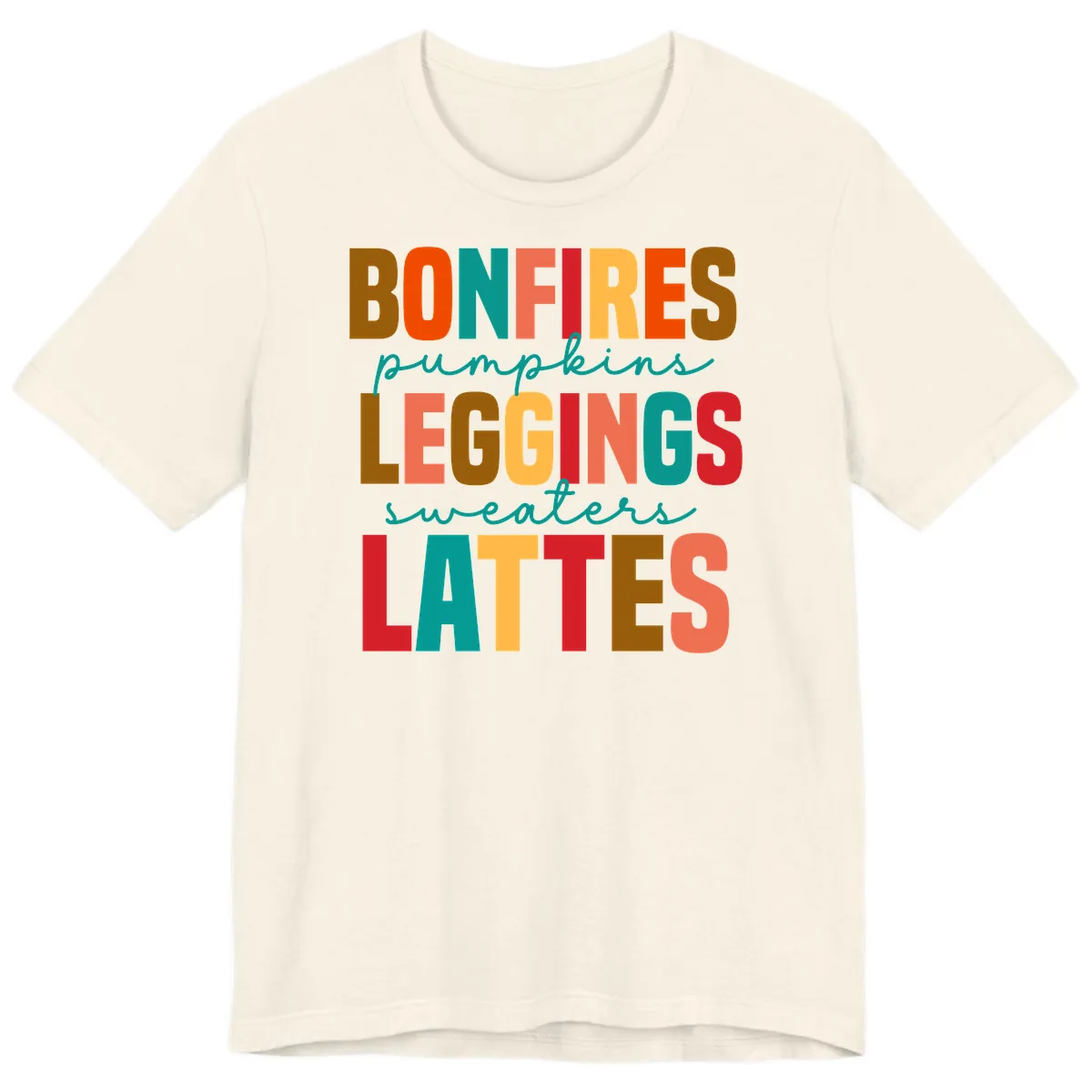 Fall Vibes Typography Premium T-Shirt in Natural