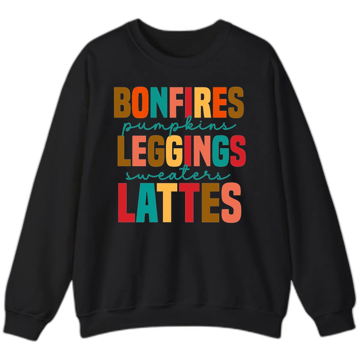 Fall Vibes Typography Sweatshirt in Black