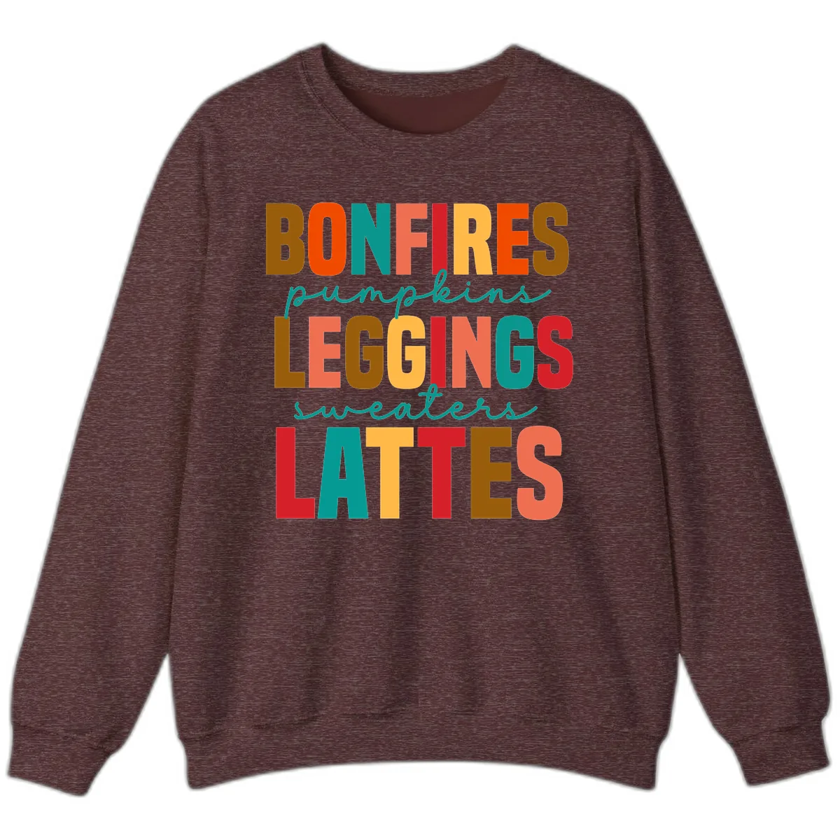 Fall Vibes Typography Sweatshirt in Heather Sport Dark Maroon