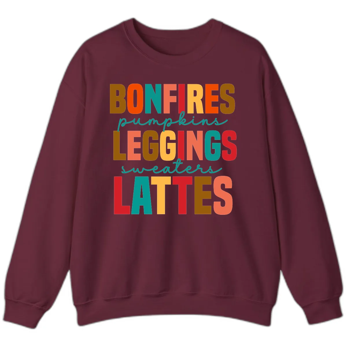 Fall Vibes Typography Sweatshirt in Maroon