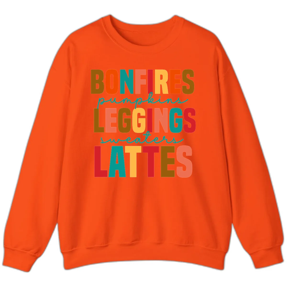 Fall Vibes Typography Sweatshirt in Orange