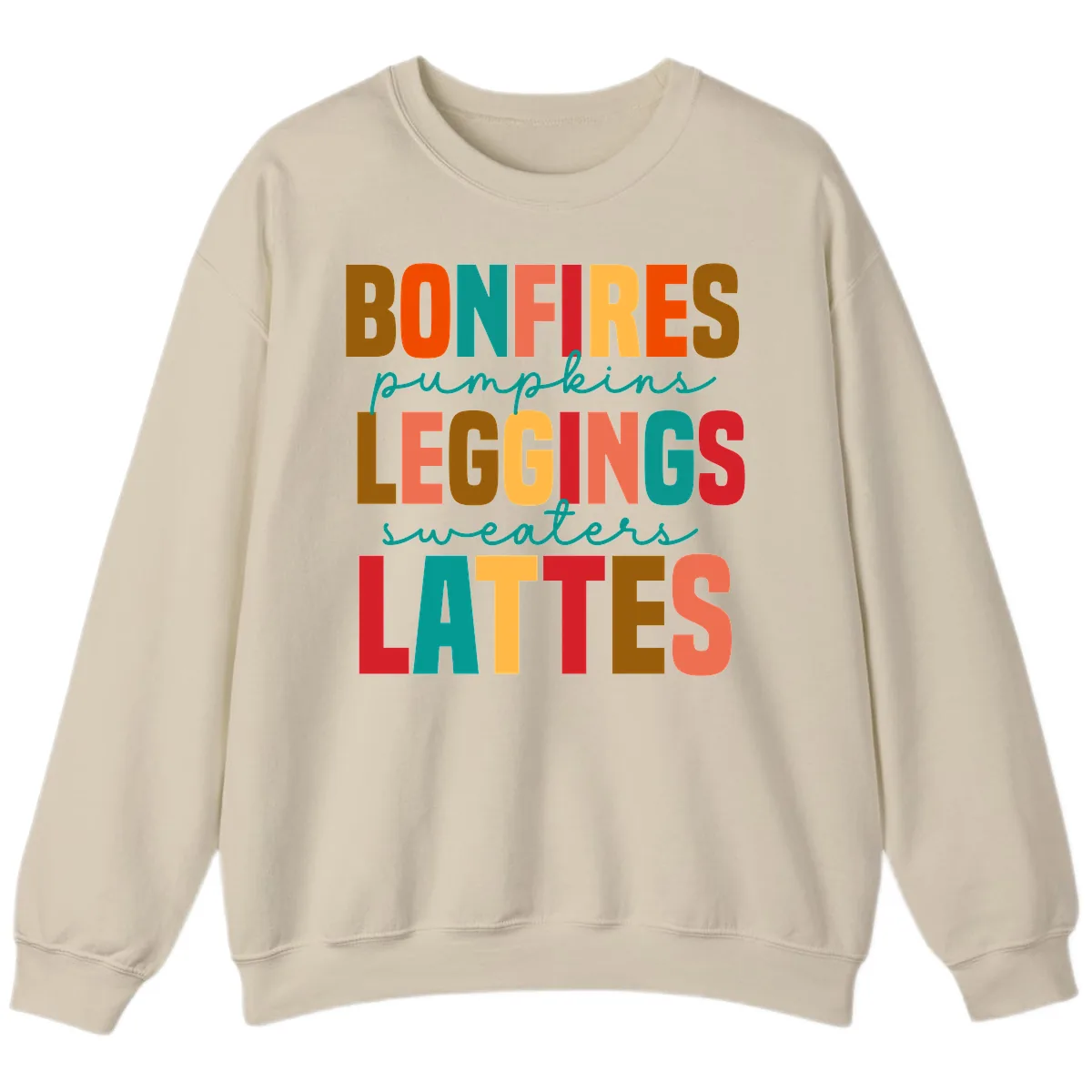 Fall Vibes Typography Sweatshirt in Sand