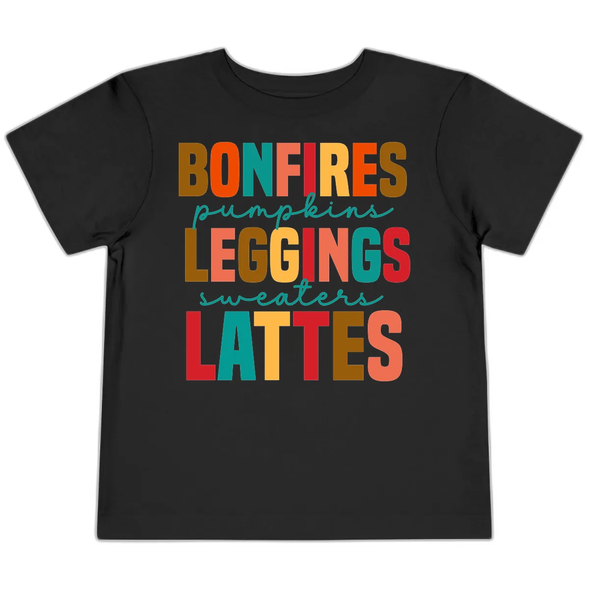 Fall Vibes Typography Toddler T-Shirt in Black