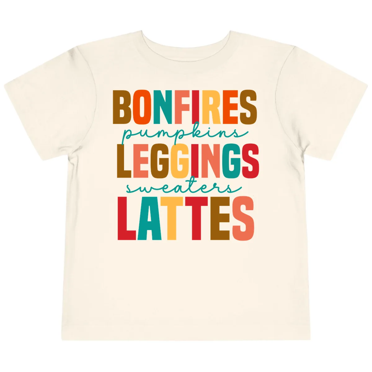 Fall Vibes Typography Toddler T-Shirt in Natural