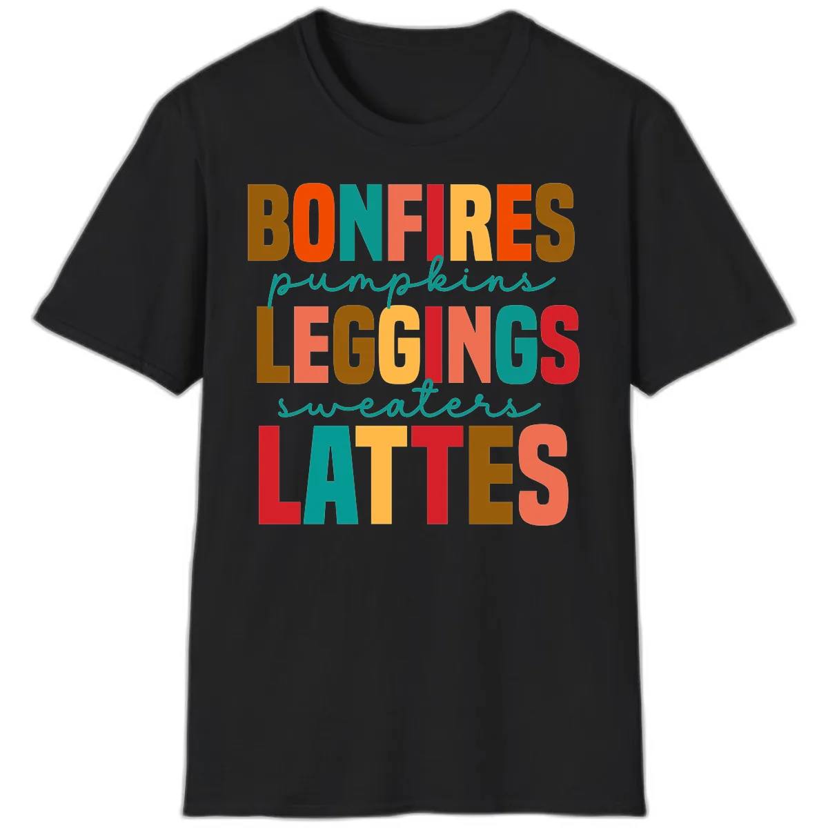 Fall Vibes Typography T-Shirt in Black