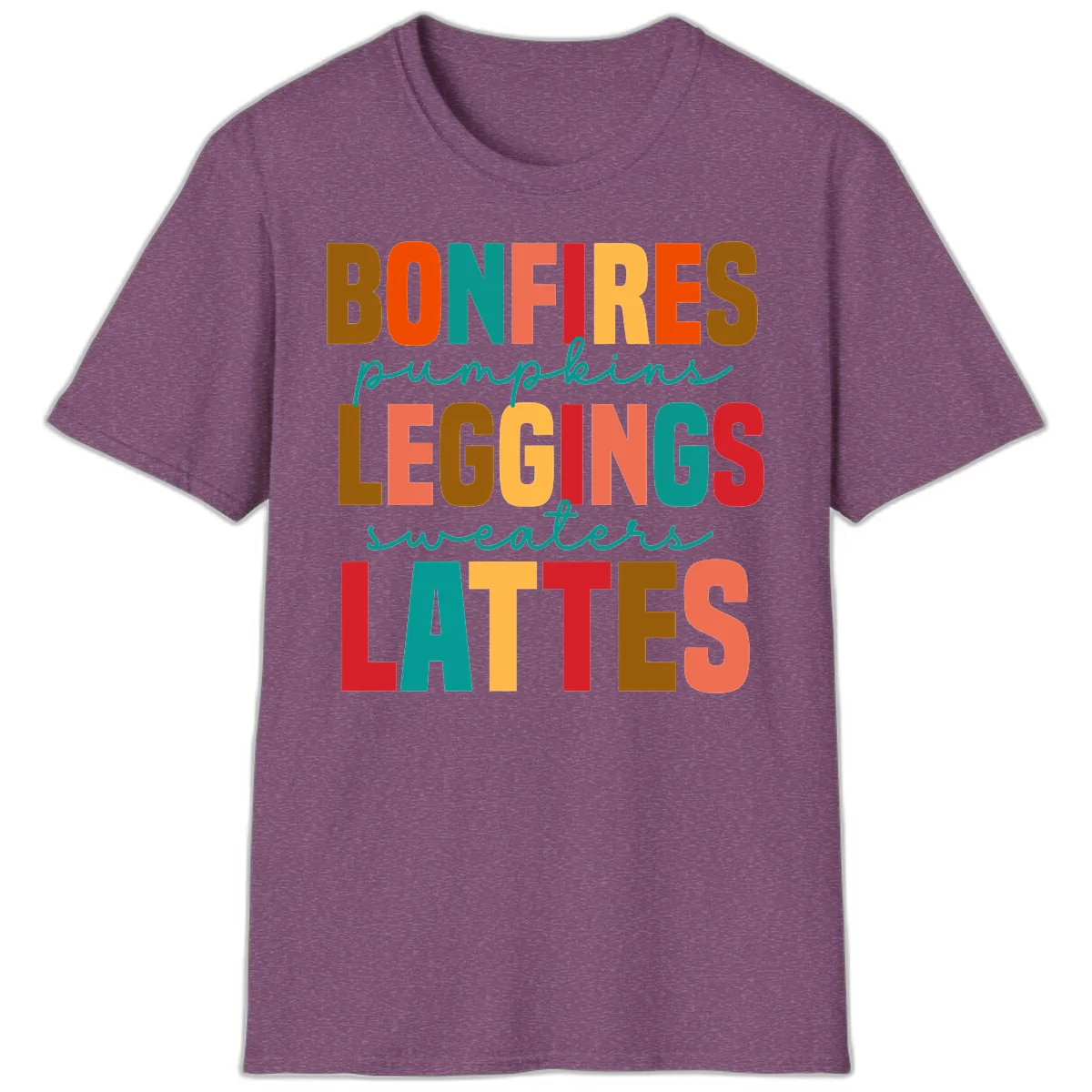 Fall Vibes Typography T-Shirt in Heather Maroon