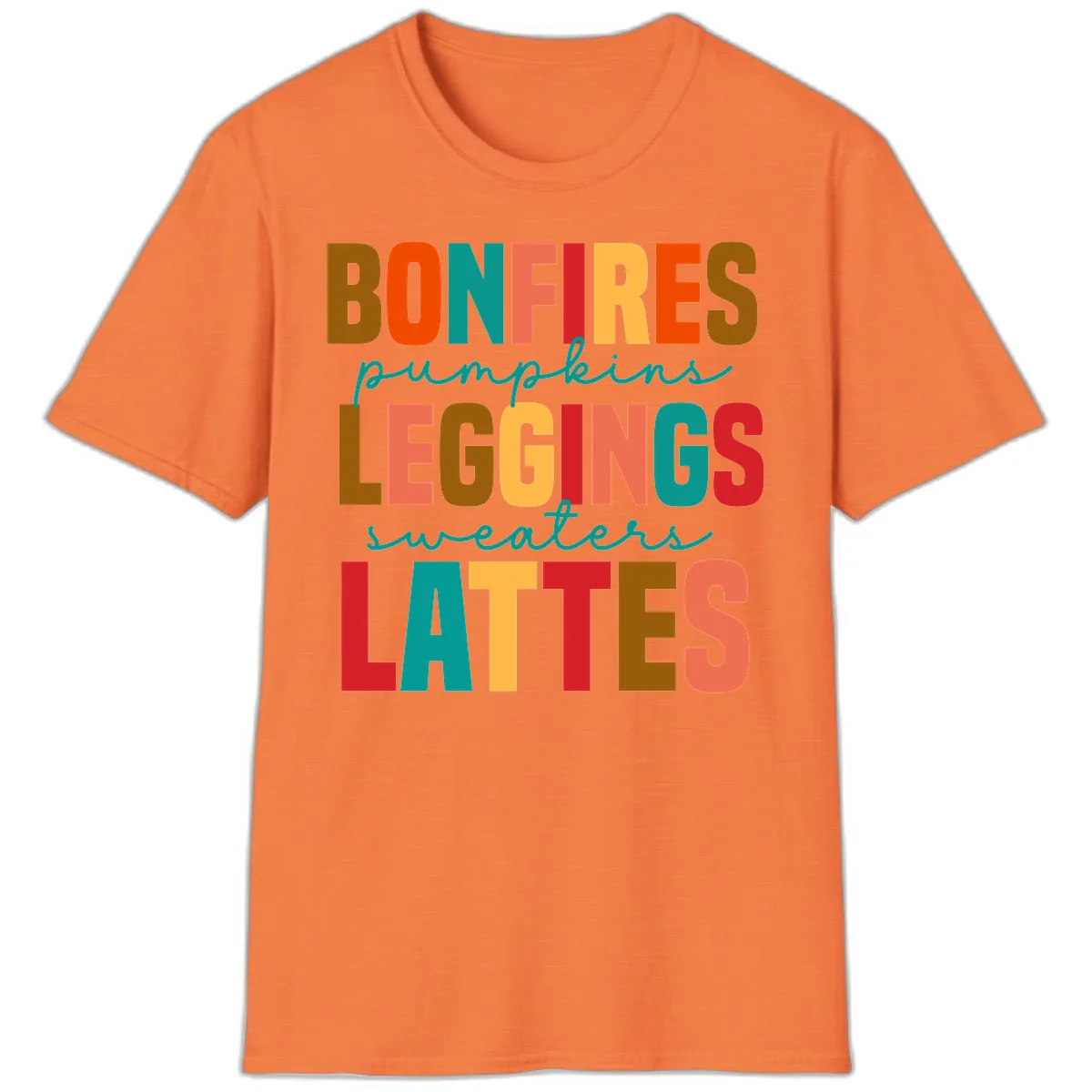 Fall Vibes Typography T-Shirt in Heather Orange
