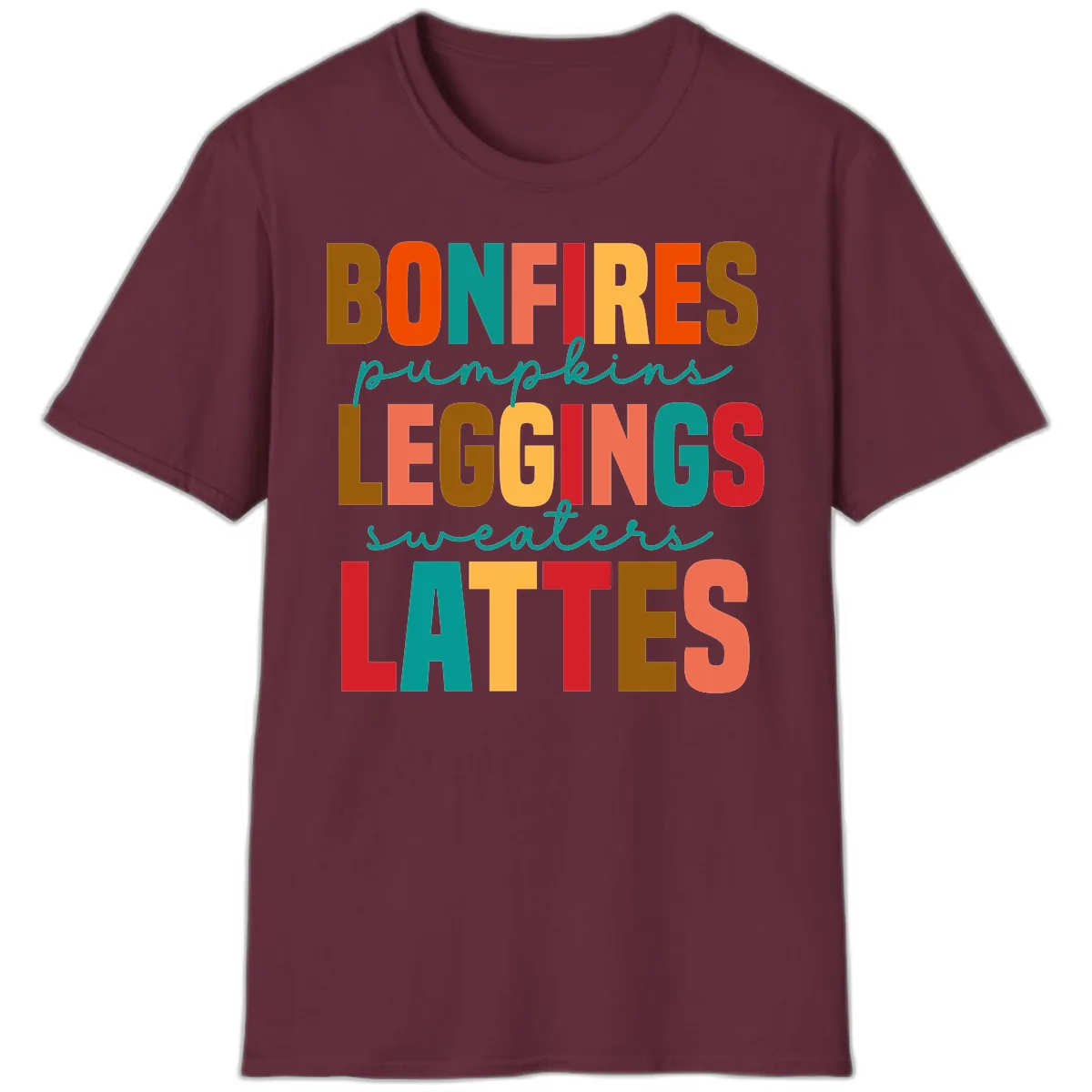 Fall Vibes Typography T-Shirt in Maroon
