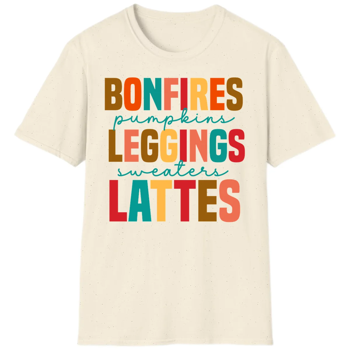 Fall Vibes Typography T-Shirt in Natural