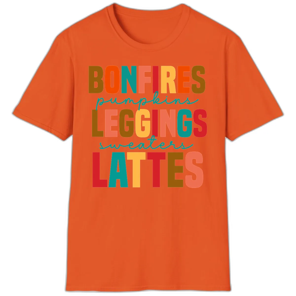 Fall Vibes Typography T-Shirt in Orange