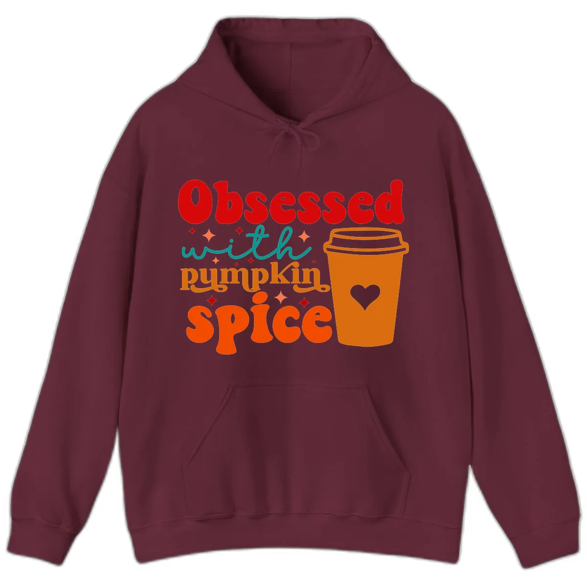 Obsessed With Pumpkin Spice Coffee Hoodie in Maroon