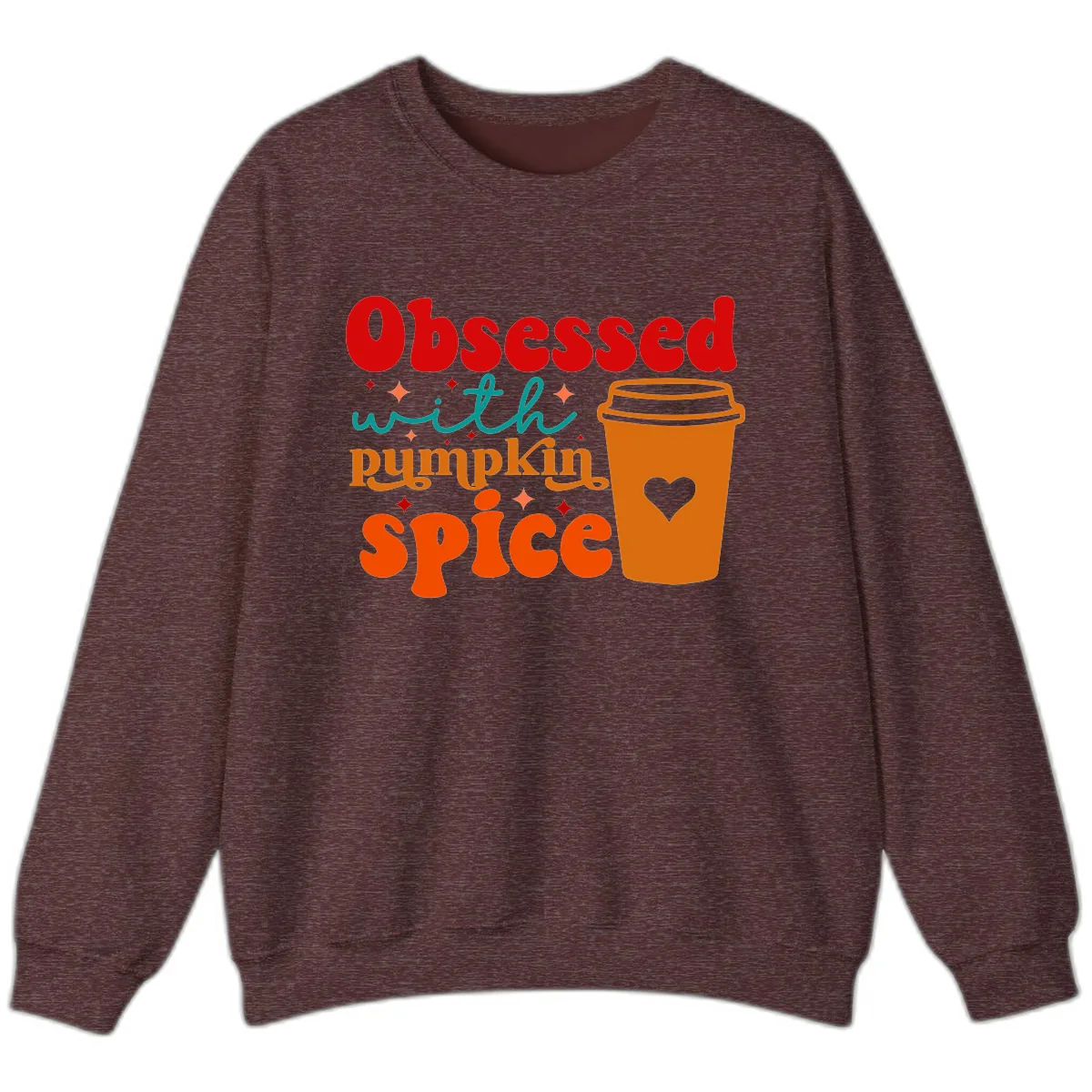 Obsessed With Pumpkin Spice Coffee Sweatshirt in Heather Sport Dark Maroon
