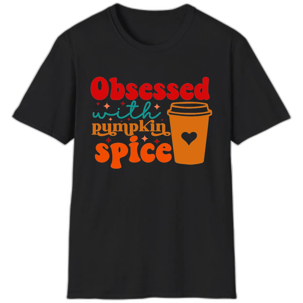 Obsessed With Pumpkin Spice Coffee T-Shirt in Black