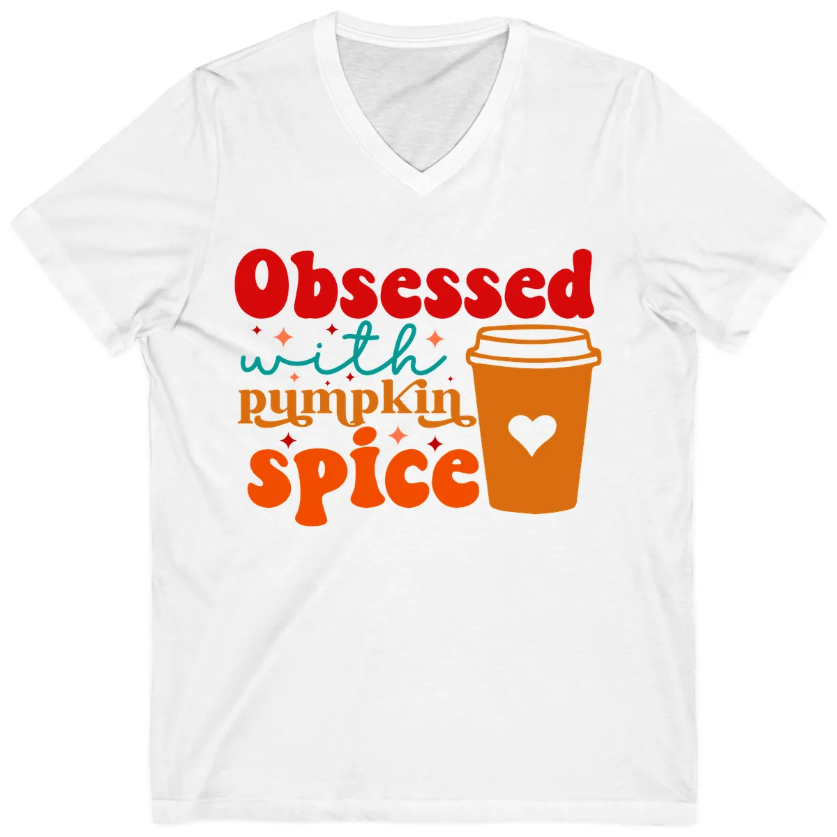 Obsessed With Pumpkin Spice Coffee V-Neck in White