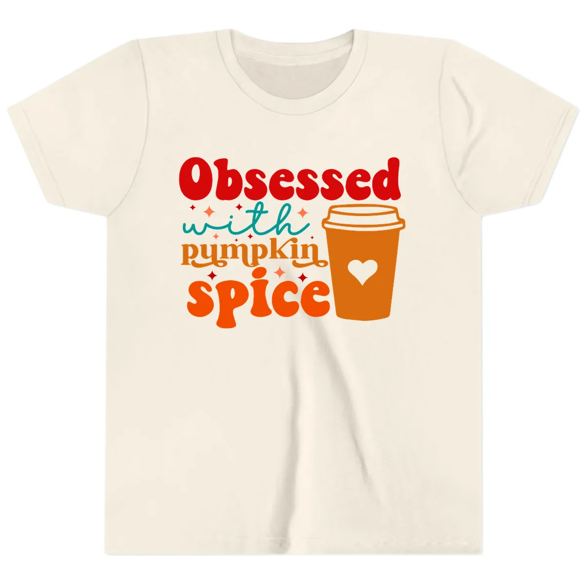 Obsessed With Pumpkin Spice Coffee Youth T-Shirt in Natural