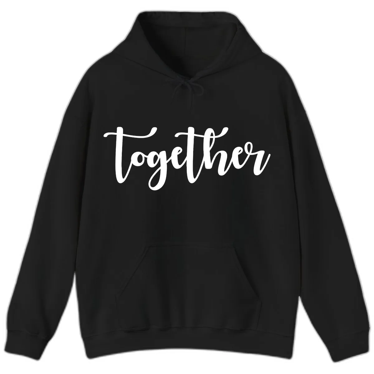 Together Script Typography Hoodie in Black