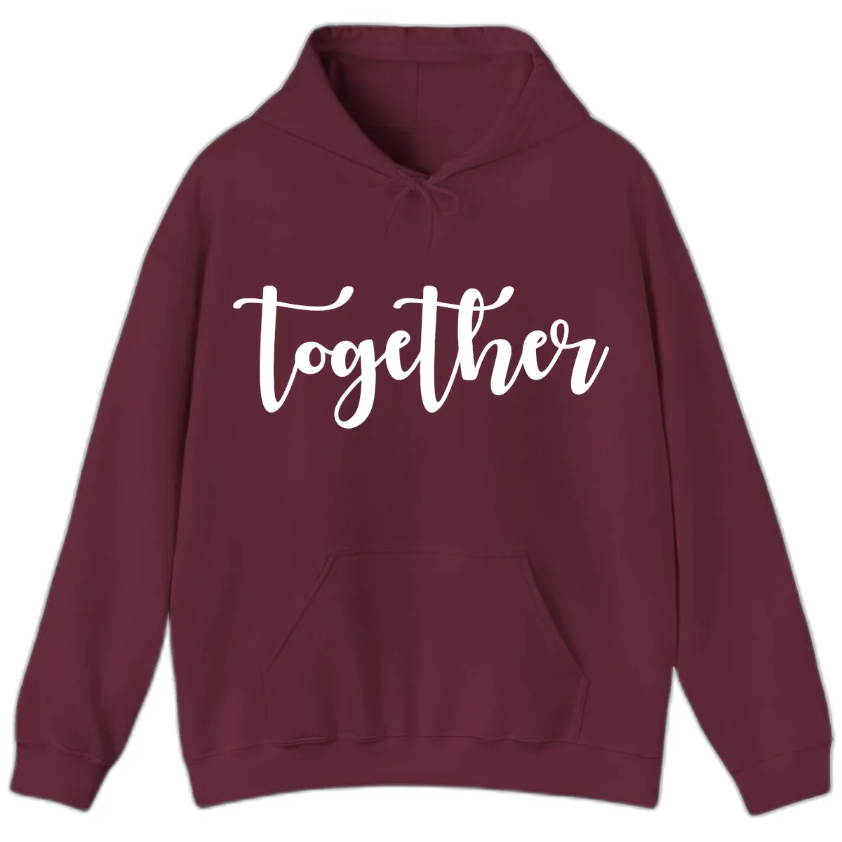 Together Script Typography Hoodie in Maroon
