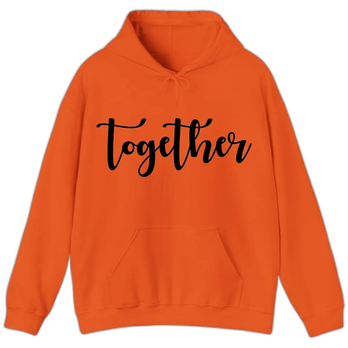 Together Script Typography Hoodie in Orange