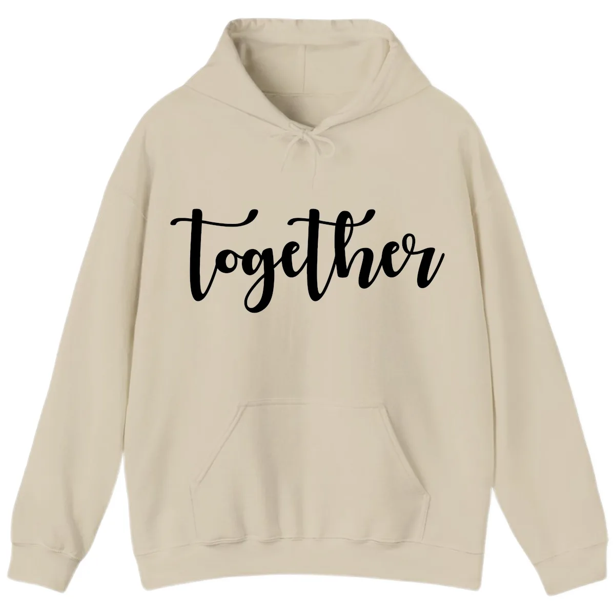 Together Script Typography Hoodie in Sand