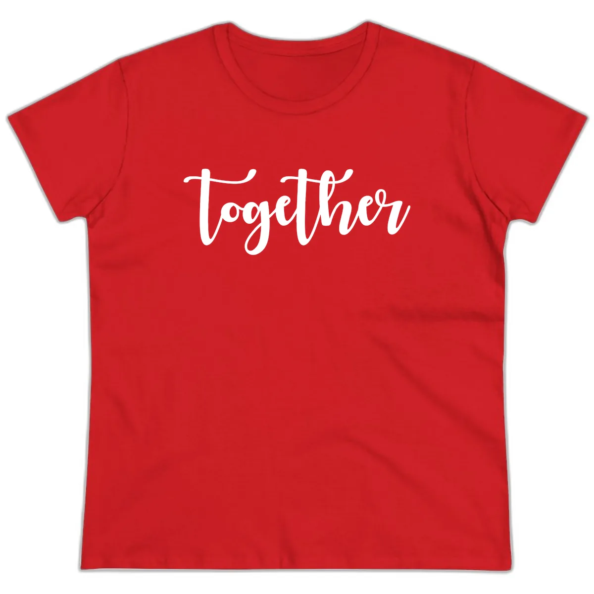 Together Script Typography Ladies Tee in Red