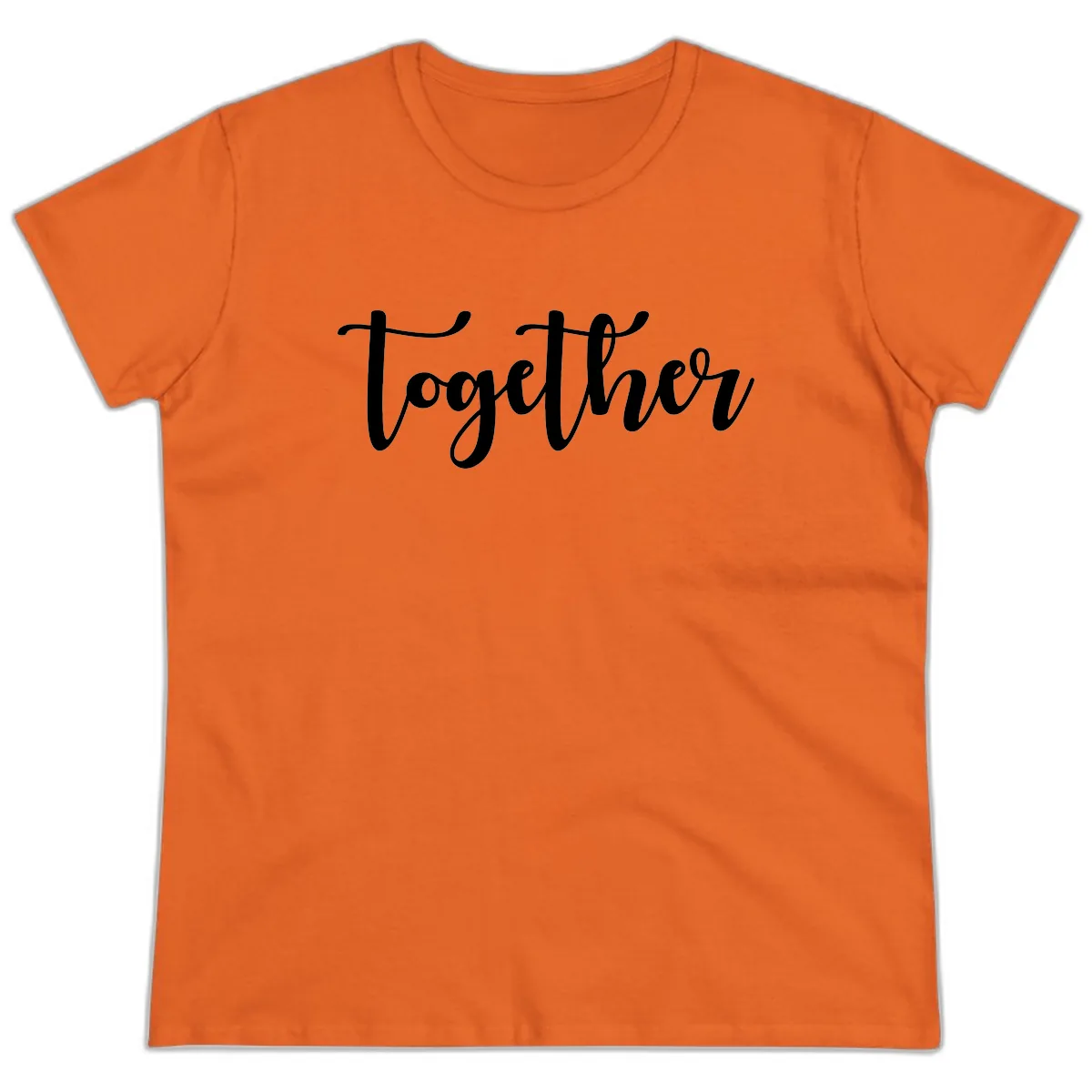 Together Script Typography Ladies Tee in Orange