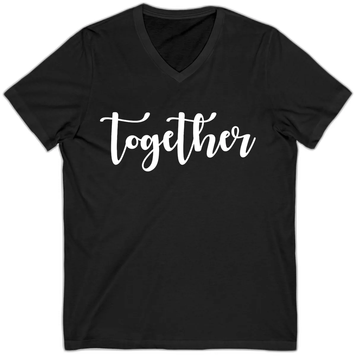 Together Script Typography V-Neck in Black
