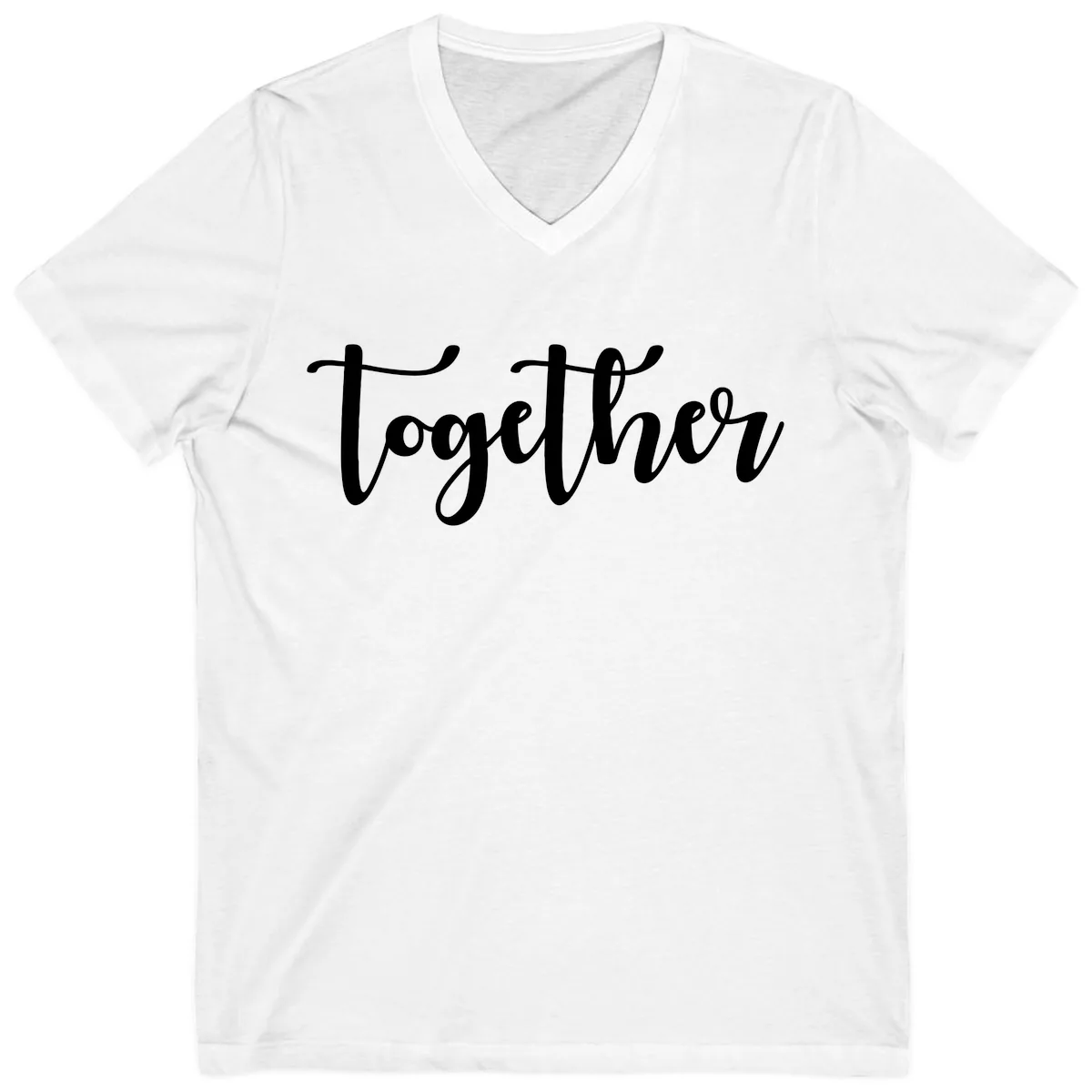 Together Script Typography V-Neck in White