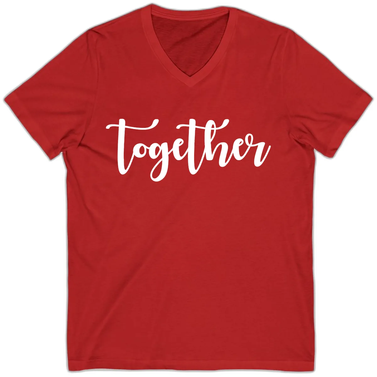 Together Script Typography V-Neck in Red