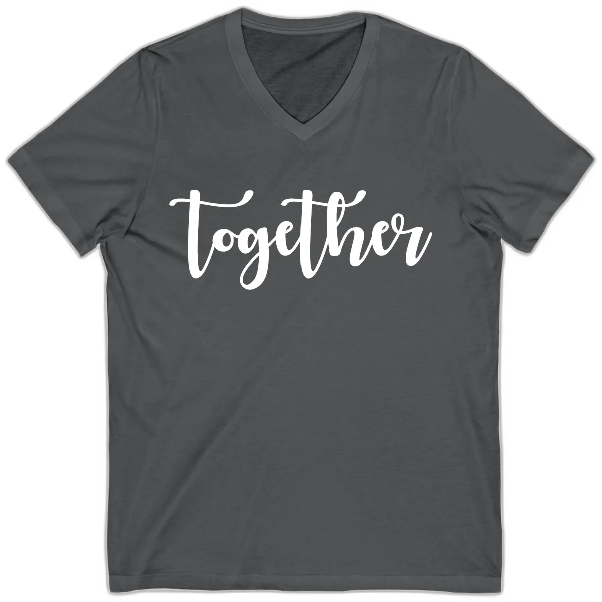 Together Script Typography V-Neck in Asphalt