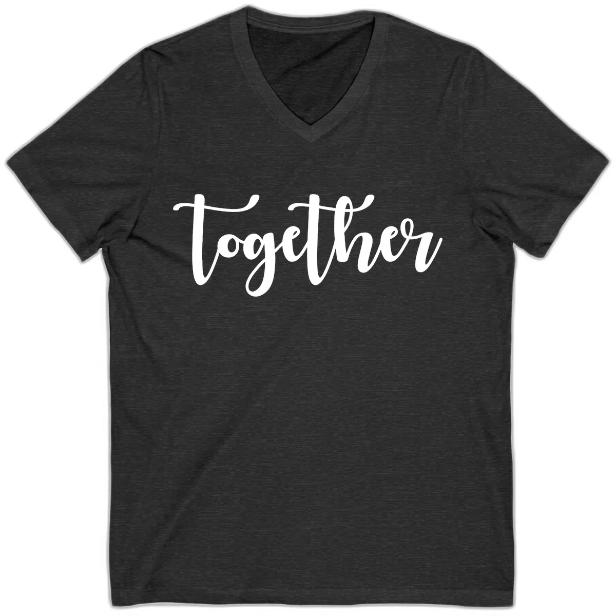 Together Script Typography V-Neck in Dark Grey Heather