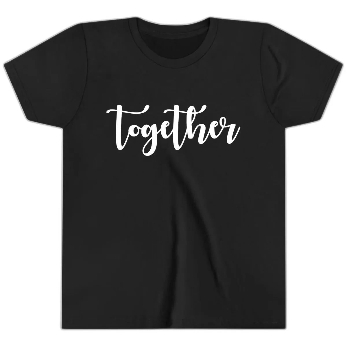 Together Script Typography Youth T-Shirt in Black
