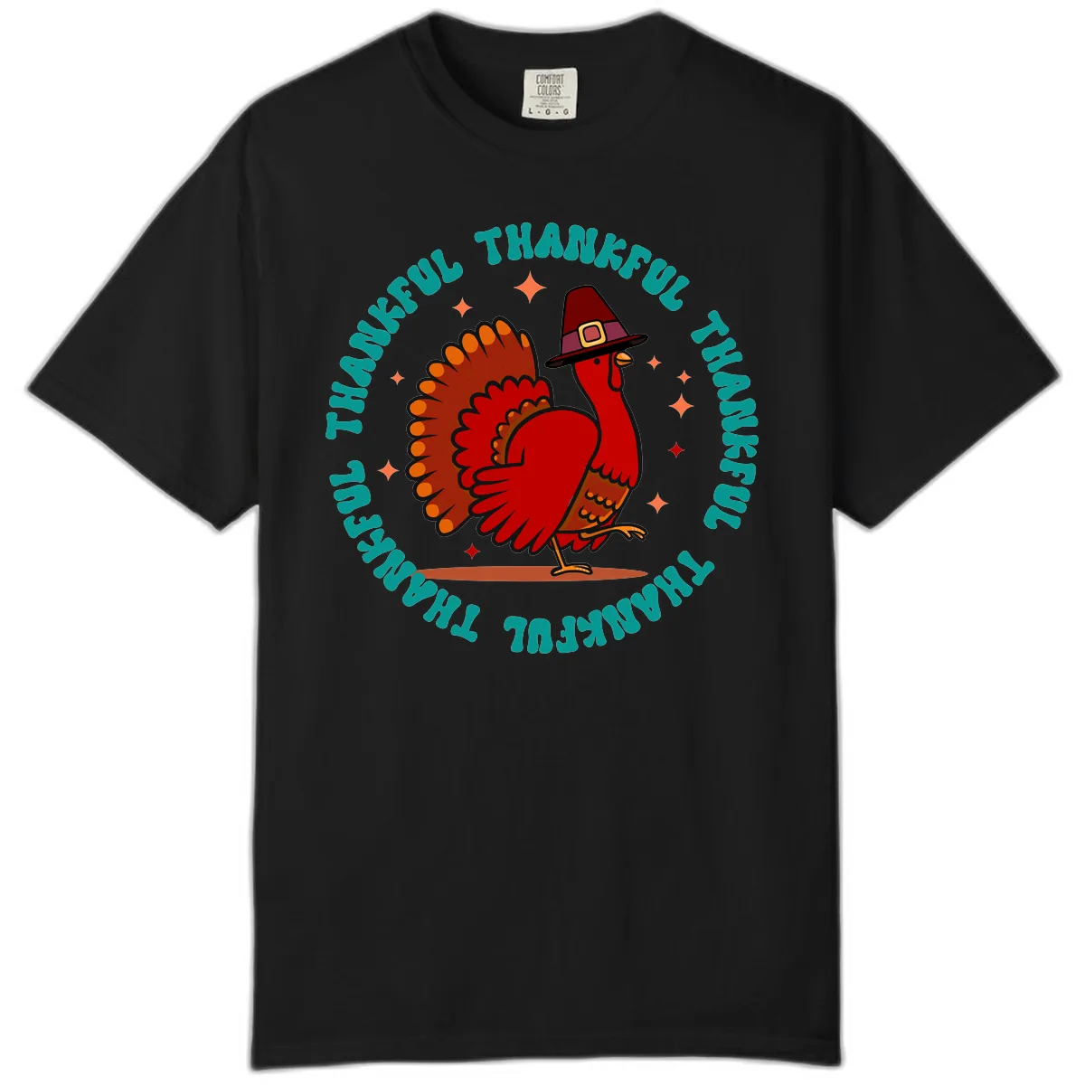 Happy Turkey Thanksgiving Celebration Comfort Color in Black
