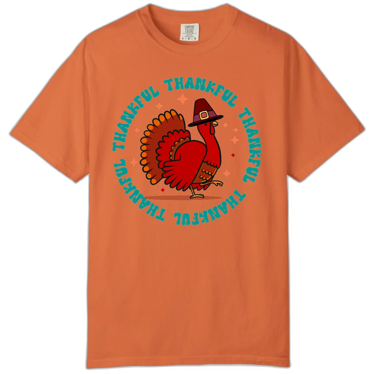 Happy Turkey Thanksgiving Celebration Comfort Color in Burnt Orange