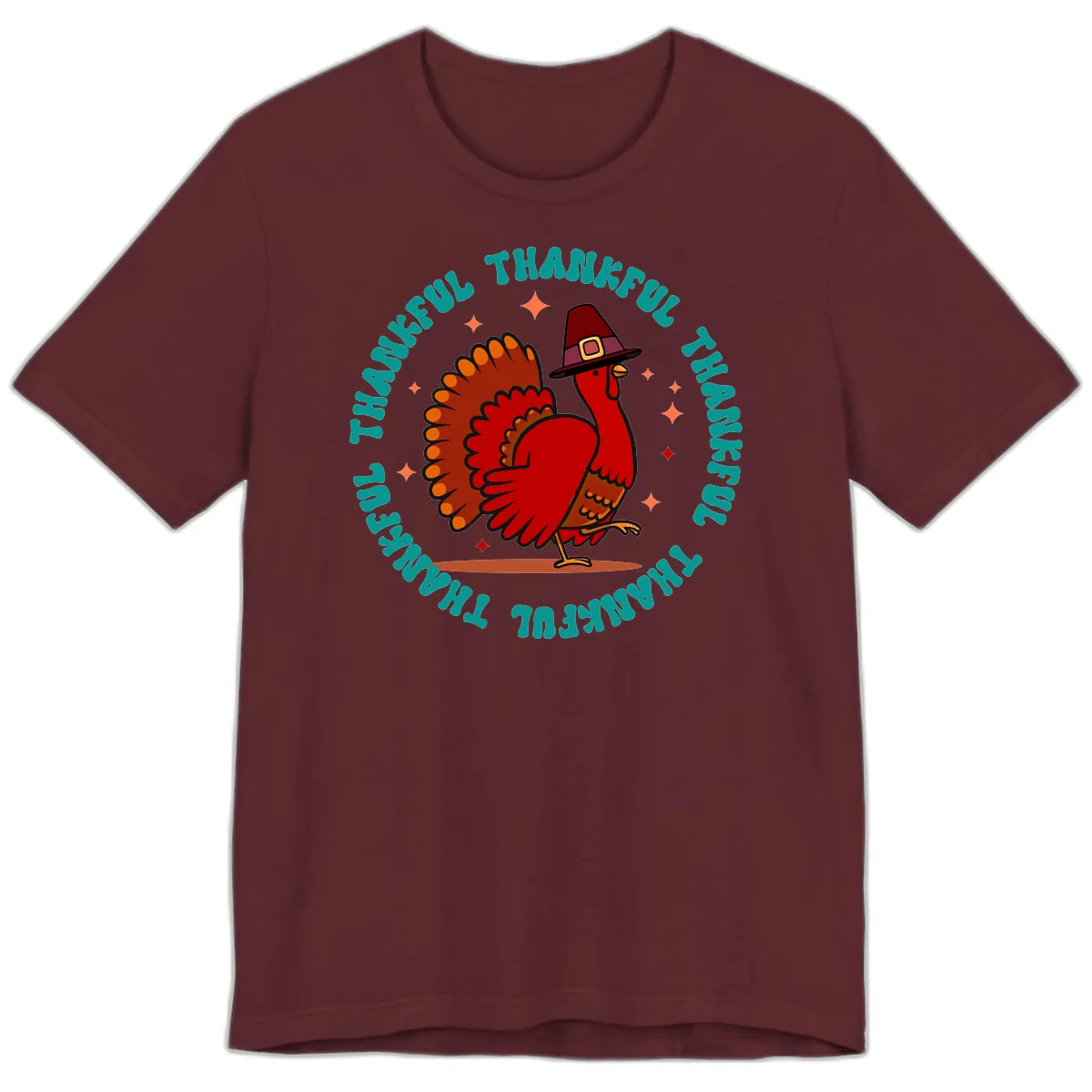 Happy Turkey Thanksgiving Celebration Premium T-Shirt in Maroon